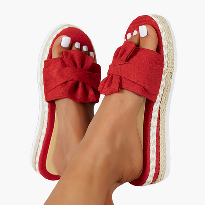 Sandales à plateforme nœud style espadrille femme confort été décontracté