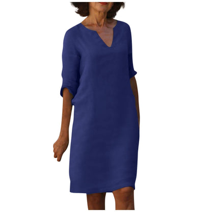 Robe décontractée rétro pour femme, manches mi-longues, style artistique, grande taille, multi-couleurs