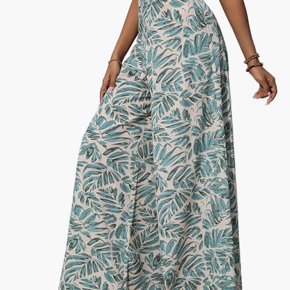 Pantalón ancho para mujer estilo tropical casual para playa y verano