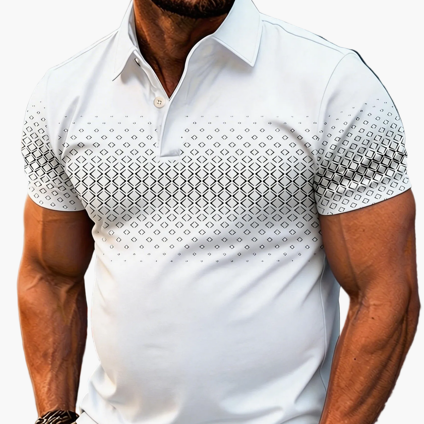 Polo Uomo Moda Casual con Motivo Geometrico per l'Estate