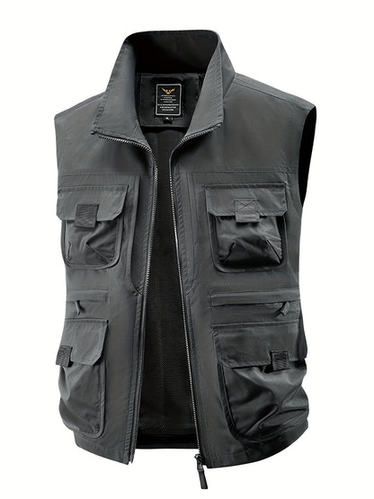 Gilet utilitaire sans manches pour homme style décontracté outdoor à poches multiples