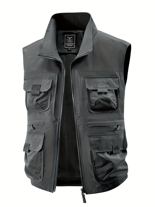 Gilet utility senza maniche da uomo stile casual outdoor con tasche multiple