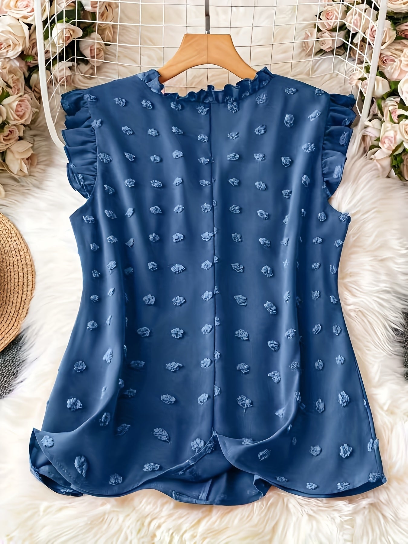 Elegant blus för kvinnor med volanger, avslappnad chic stil för vardagen