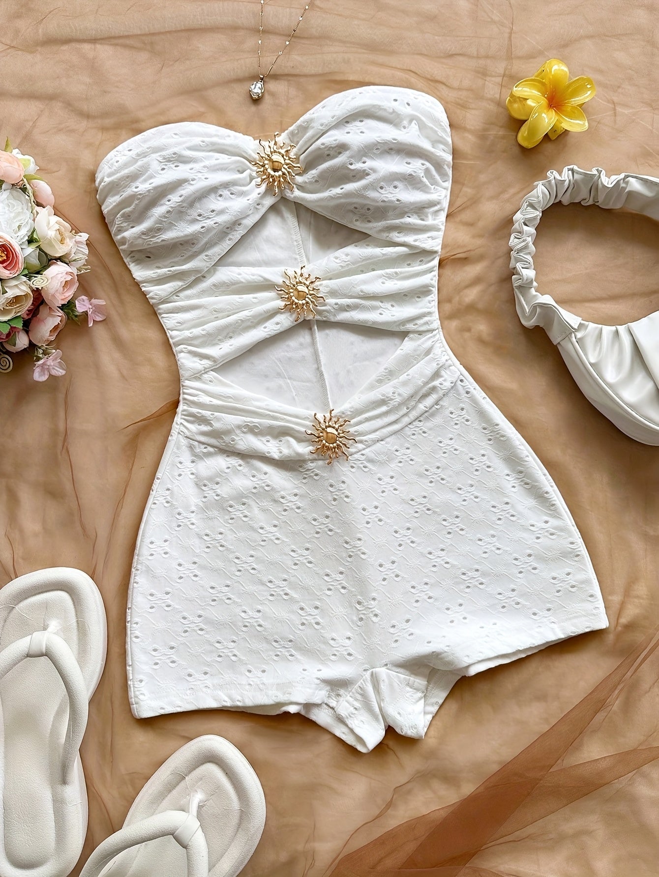 Bañador retro para mujer estilo pin-up de una pieza con corte y estampado de leopardo
