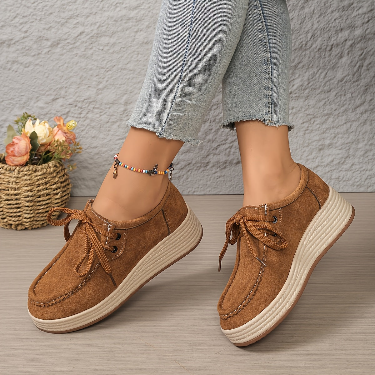 Chaussures à plateforme décontractées pour femme style mocassin urbain