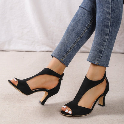 Claire – Sandalen mit hohen Absätzen, Reißverschluss und offenem Zehenbereich