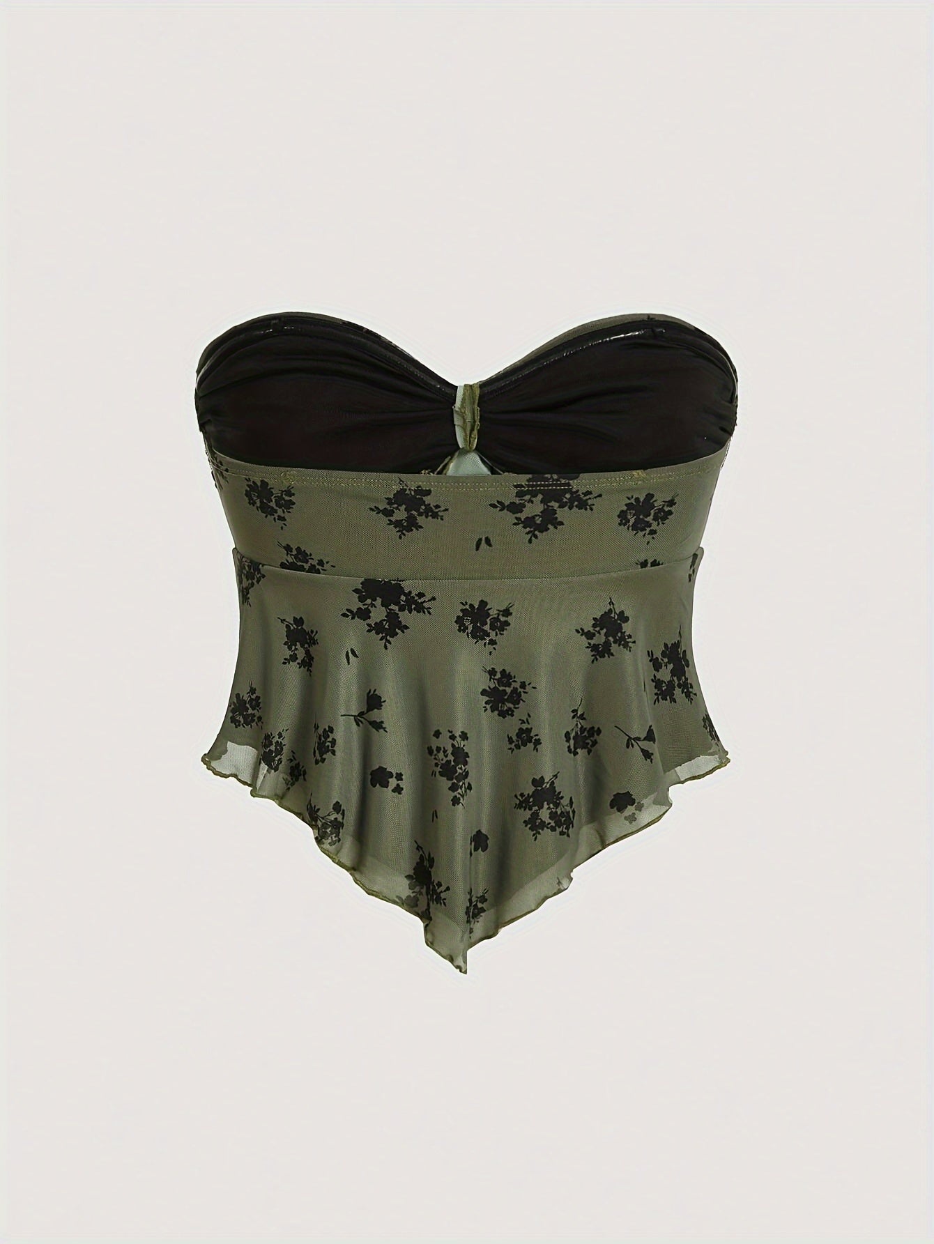 Top bustier femme élégant à fleurs volantées pour sorties et soirées