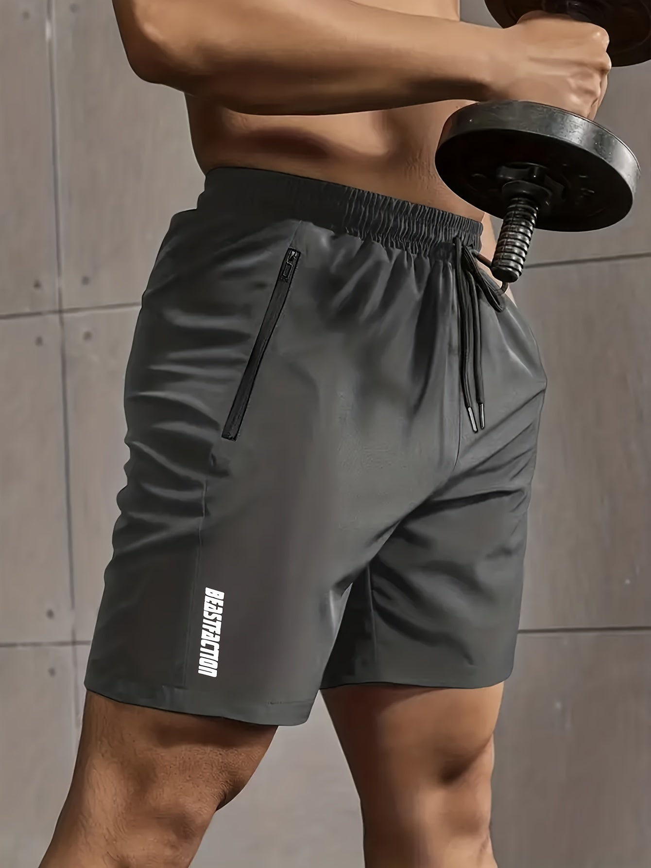 Short de sport pour homme style fitness avec poches zippées - Idéal entraînement et gym
