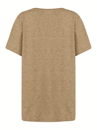 T-shirt femme col asymétrique à boutons style décontracté chic pour loisirs ou sorties