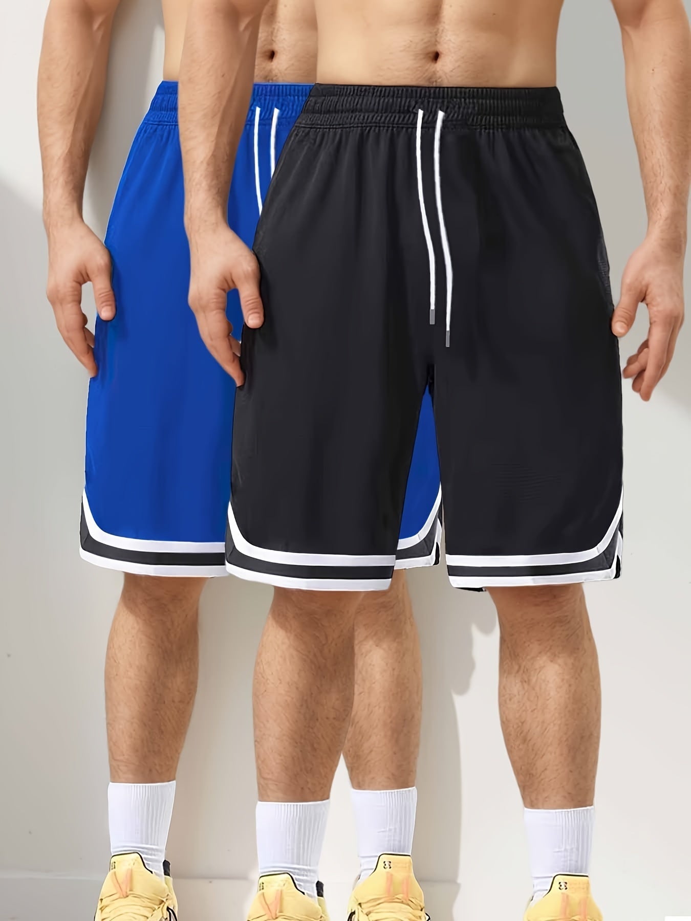 Lässige Herren Basketball-Sportshorts, 2er-Pack, mit Kordelzug, ideal für Training und Alltag