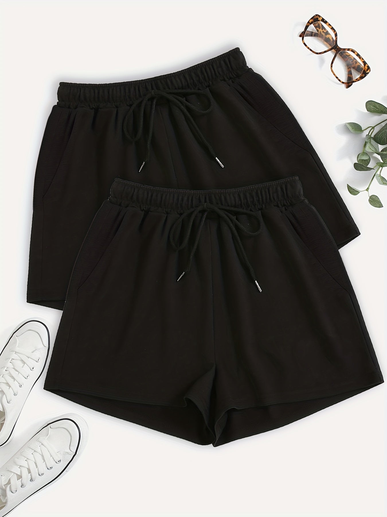 Short de sport décontracté pour femme avec taille élastique et cordon, idéal pour l'été et les loisirs