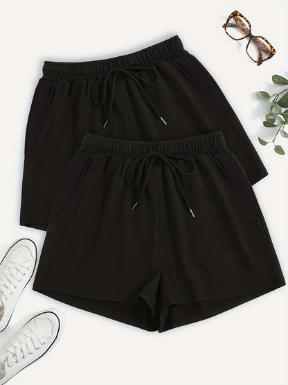 Short de sport décontracté pour femme avec taille élastique et cordon, idéal pour l'été et les loisirs