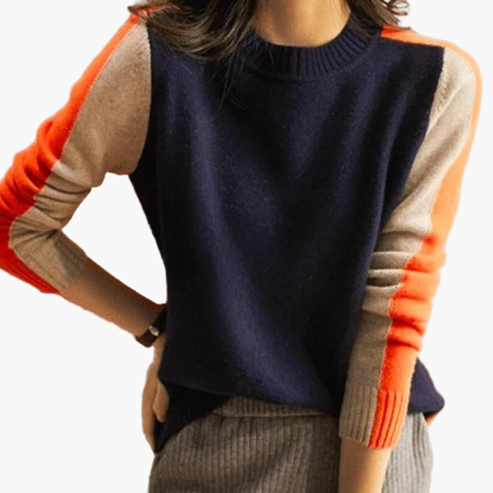 Damski sweter w nowoczesnym stylu z graficznymi paskami – codzienny miejski look
