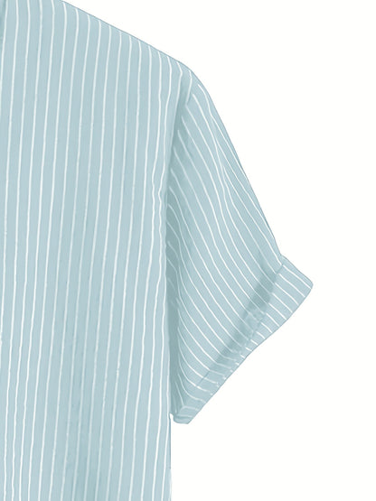 Chemise décontractée à rayures col mao pour homme - Style tendance et confortable