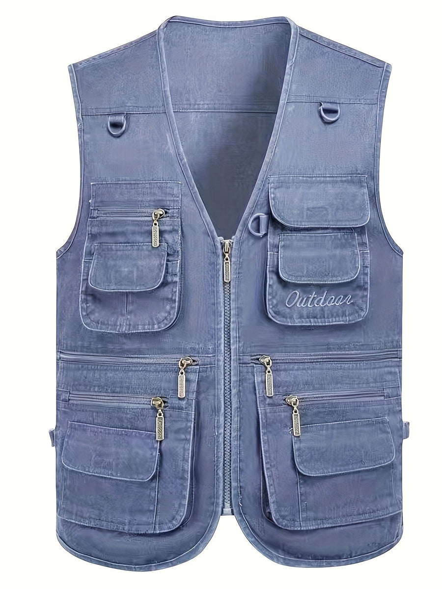 Gilet multi-poches homme style outdoor pour la pêche, la randonnée et la photographie