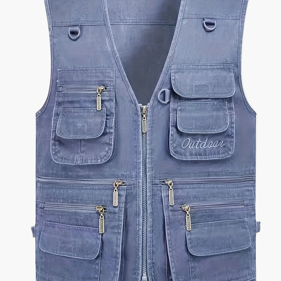 Gilet multi-poches homme style outdoor pour la pêche, la randonnée et la photographie