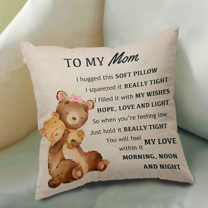 Poetic Decorative Pillow for Mom – Gentle Style and Comforting Message – Gift for Women, Mother's Day, Bedroom or Living Room