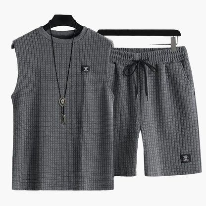 Ensemble Débardeur et Short Homme Style Décontracté Estival Motif Carreaux