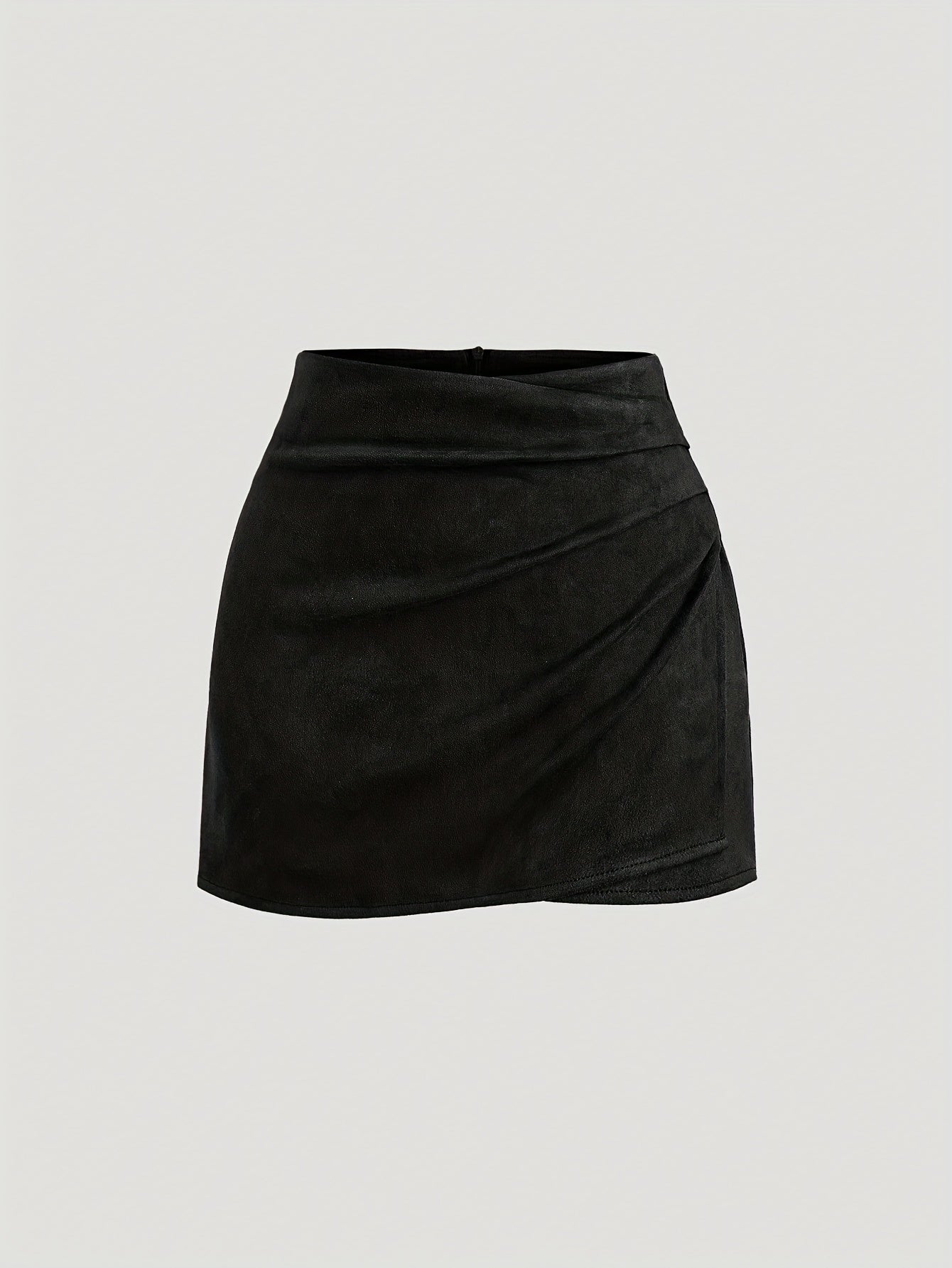 Mini-jupe plissée femme effet suédine marron foncé, camel et noir