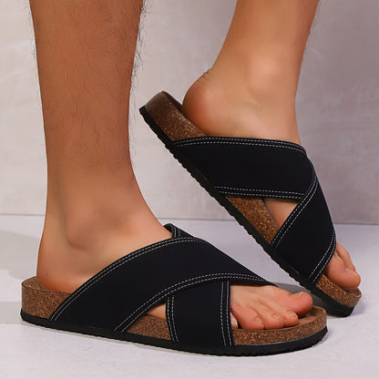 Sandały męskie z krzyżowanymi paskami, styl casual, lato, miejski komfort