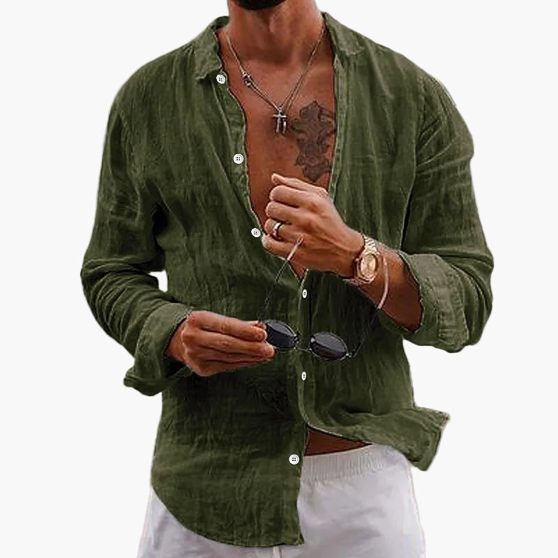 Chemise décontractée à col classique pour homme, manches longues, style élégant et polyvalent