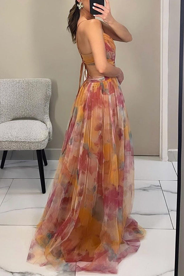 Robe longue maxi fleurie style soirée pour femme – Élégante et bohème chic