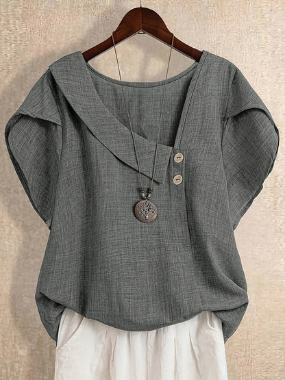 Blouse Tunique Femme Style Asymétrique Décontracté Élégant