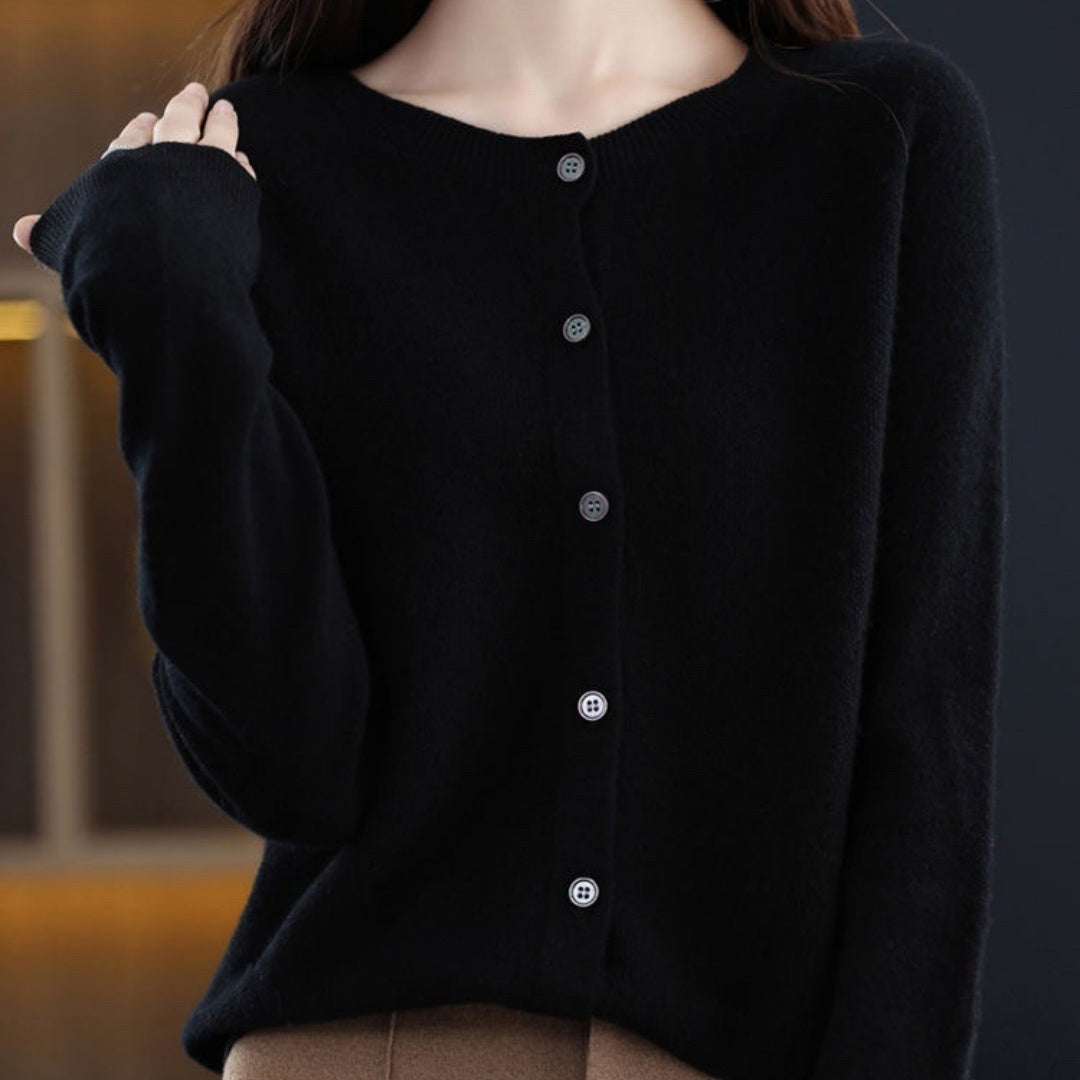 Danielle – Merino Vest for Women with Round Neck and Long Sleeves in