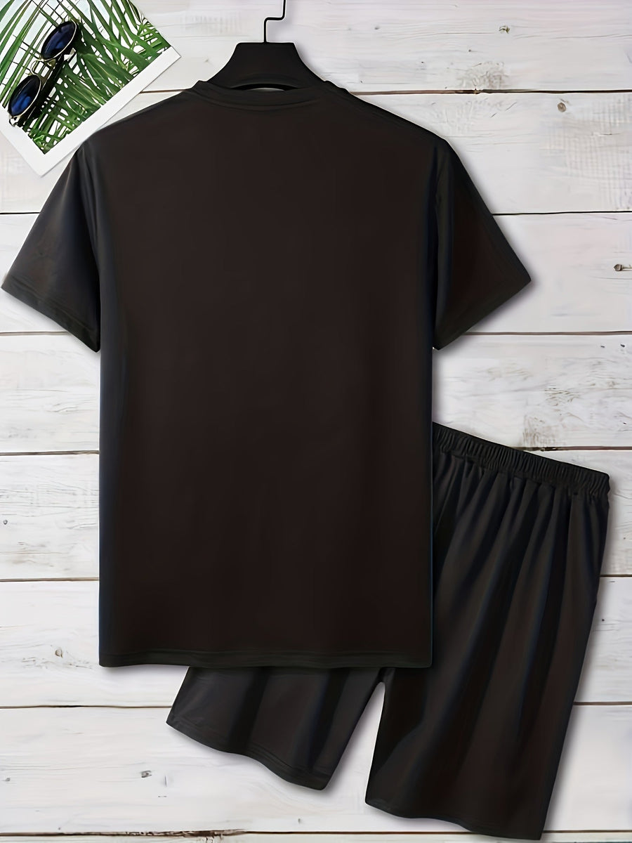 Ensemble décontracté pour homme - T-shirt et short style urbain motif visage smiley graphique