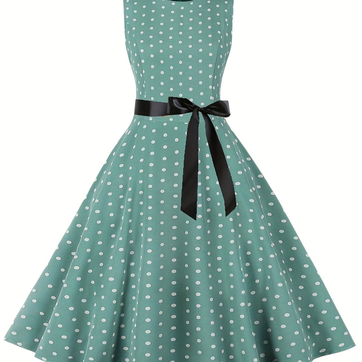 Vestido vintage sin mangas con lunares para mujer, estilo retro acampanado, ideal para el verano y ocasiones especiales