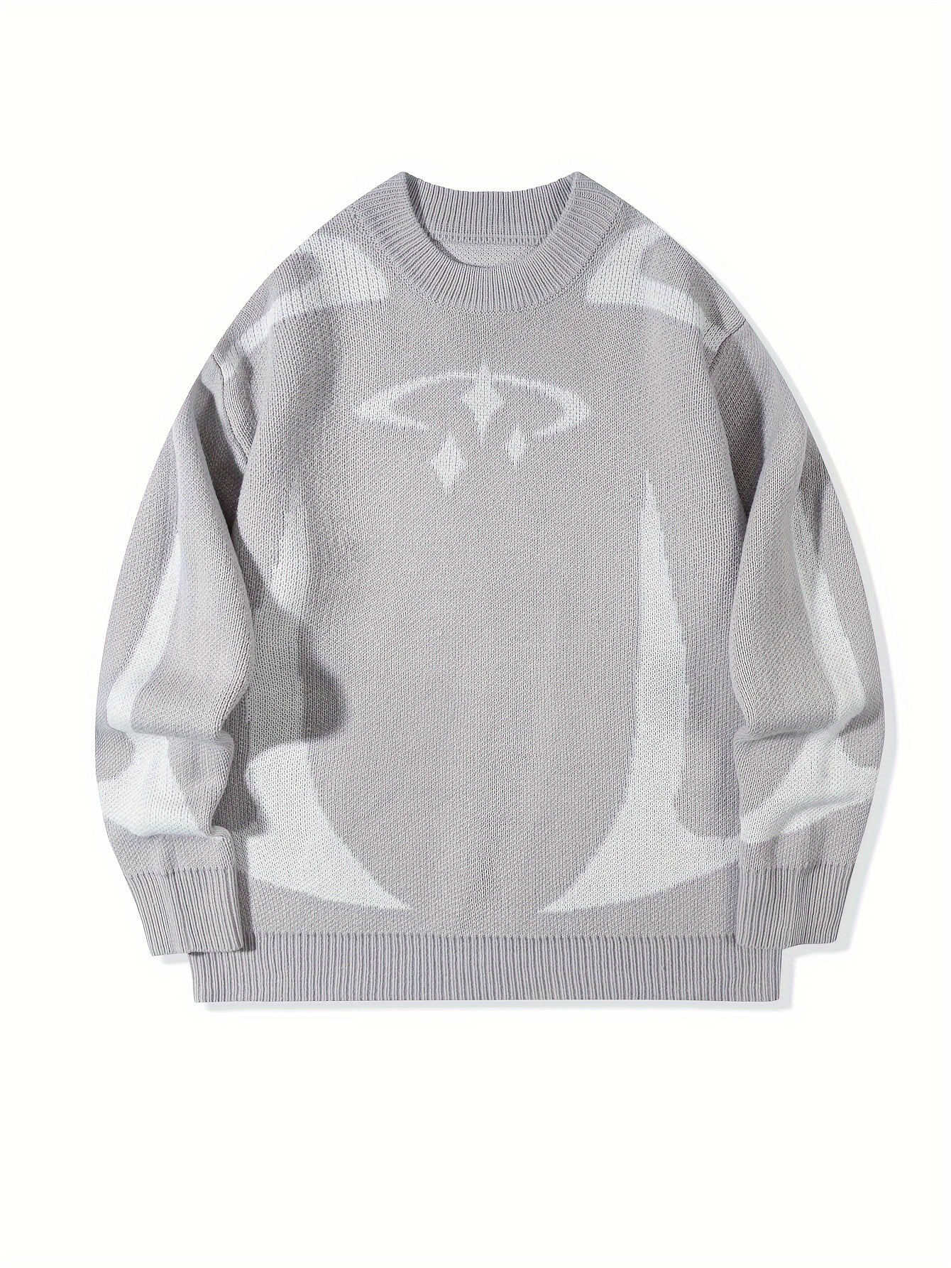 Pull en maille unisexe à motifs abstraits et col rond