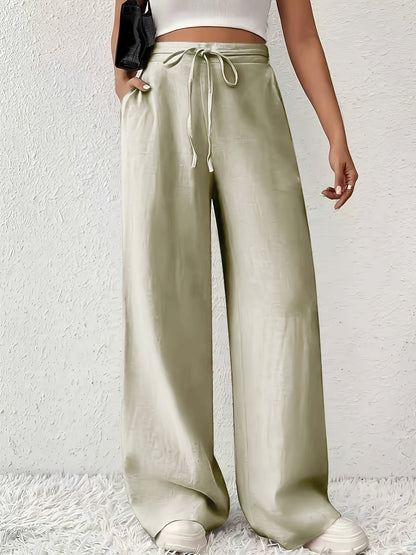 Luźne spodnie damskie z sznurkiem w pasie – Styl casual i modny