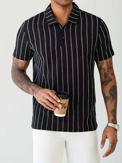 Polo à rayures verticales pour homme, style moderne et polyvalent