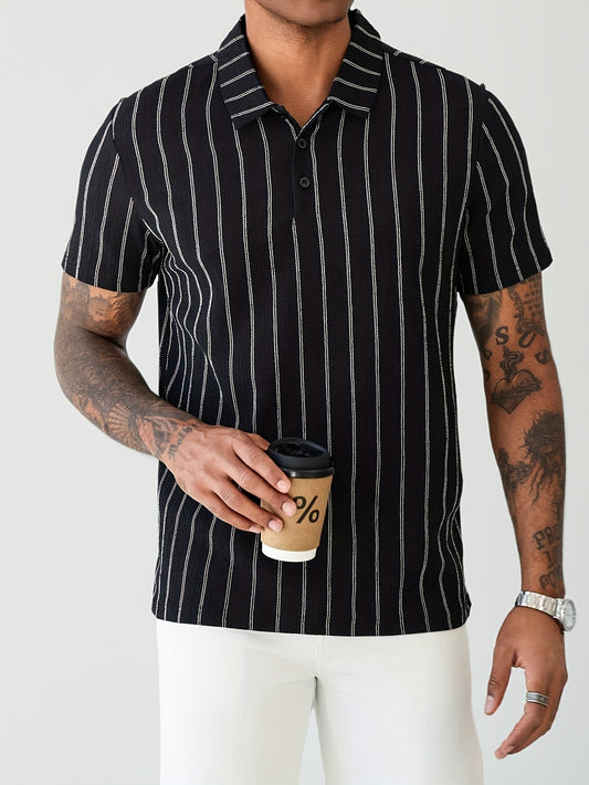 Polo à rayures verticales pour homme, style moderne et polyvalent