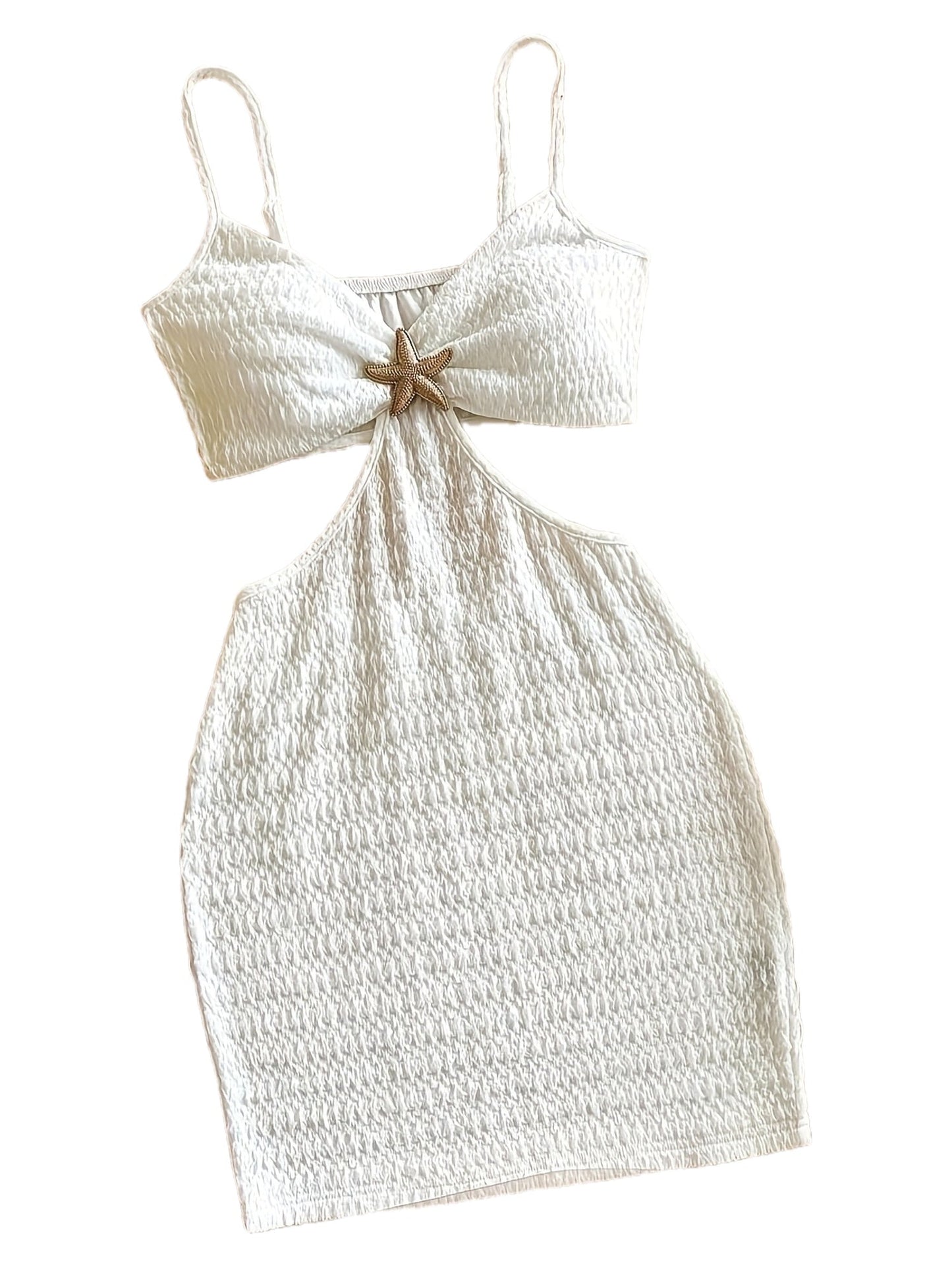 Abito aderente mini stile spiaggia per donna con dettaglio stella marina e taglio alla moda