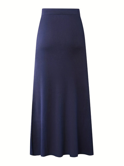Lange damesrok met hoge taille, casual elegante stijl met ceintuur