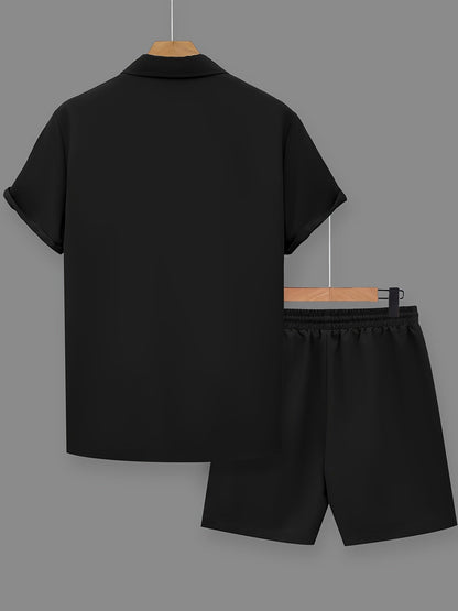 Ensemble casual d'été pour homme avec chemise à boutons et short, style urbain citation motivationnelle