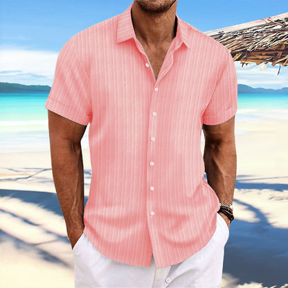 Chemise décontractée à rayures pour homme – Style estival chic, idéale pour la plage ou la ville