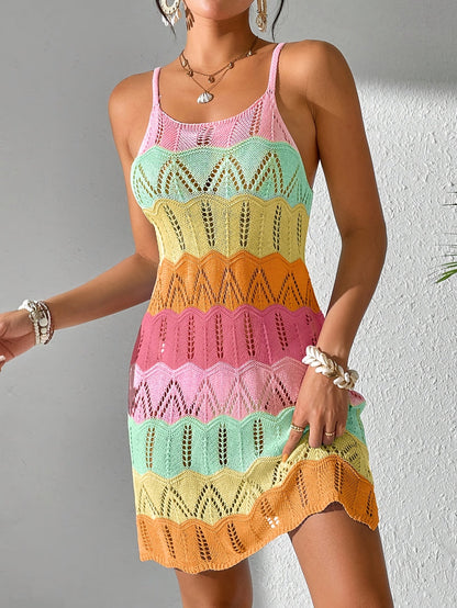 Mini-Boho-Kleid aus Maschenware für Damen – lässiger Urlaubs- und Sommerstil