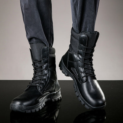 Bottes hautes tactiques à lacets pour homme, robustes et antidérapantes