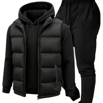 Ensemble Homme Survêtement & Gilet Matelassé Zippé à Capuche