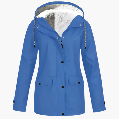 Chaqueta impermeable para mujer estilo urbano forrada con polar para invierno y lluvia