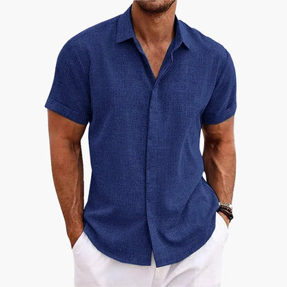 Chemise Homme Élégante Col Revers Manches Courtes Style Décontracté Été