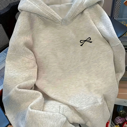 Women's Bow Embroidered Oversized Pullover Hoodie