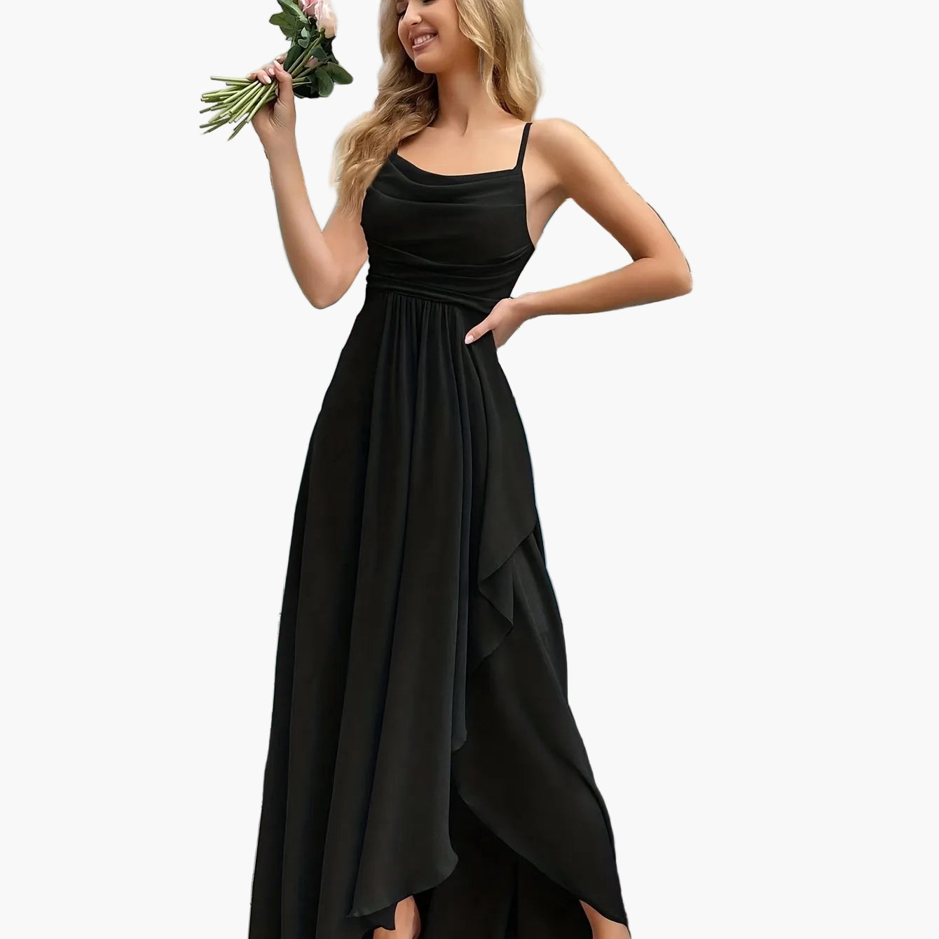 Robe de soirée élégante femme longue style fluide pour événements et cérémonies