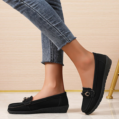 Casualowe mokasyny damskie w stylu slip-on z elegancką klamrą
