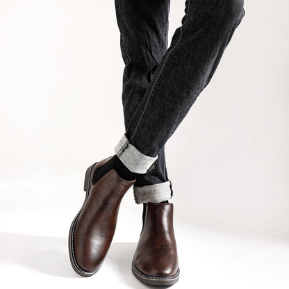 Bottes Chelsea Homme Marron Foncées Élastiquées Style Classique