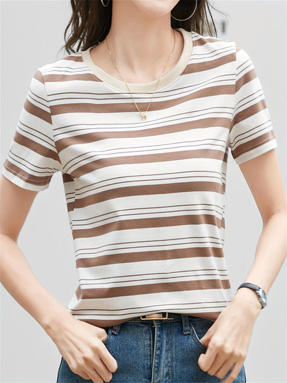 T-shirt à Rayures Classiques Femme Style Décontracté Chic