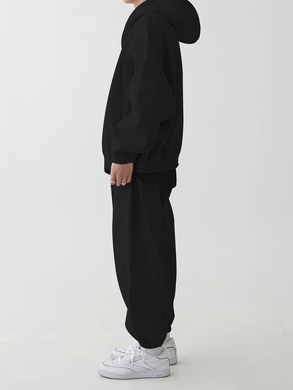 Ensemble survêtement unisexe gris clair à capuche zippé et pantalon décontracté