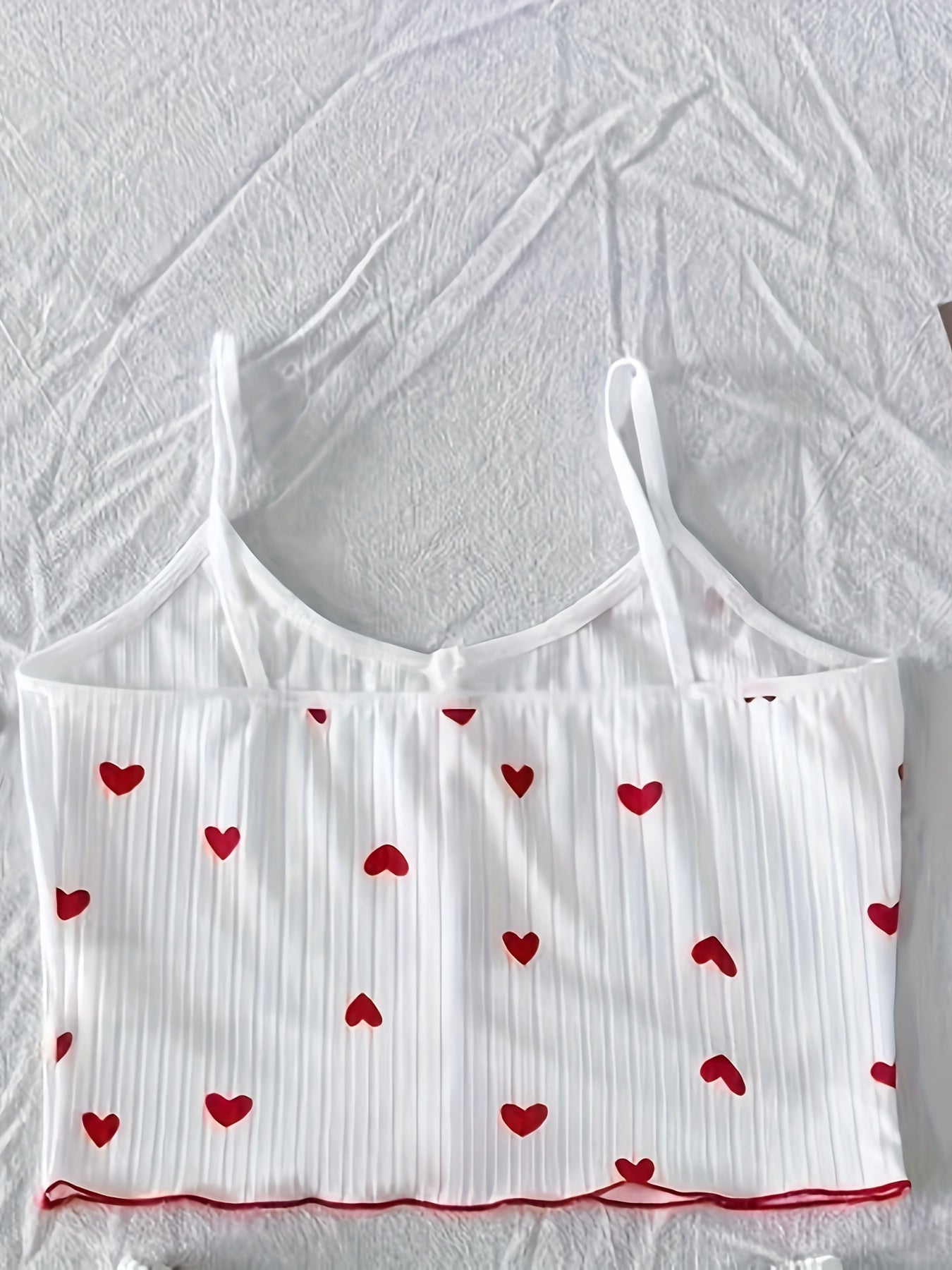 Pyjama d'été femme deux pièces style mignon à cœurs, ensemble débardeur et short, confortable pour la nuit